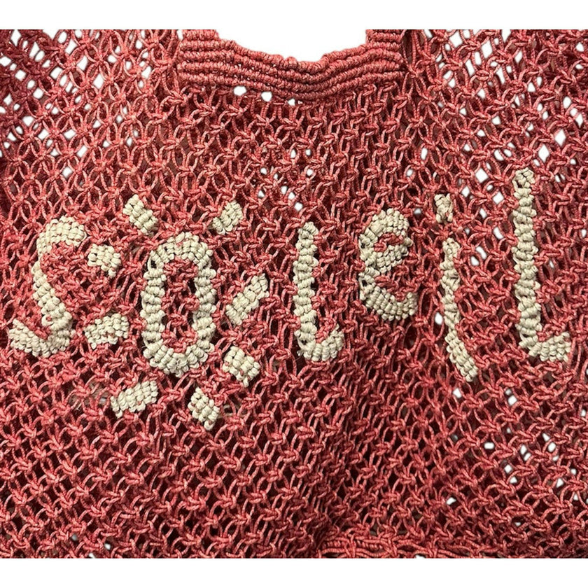 St Jean Jute Beach Tote "Soleil", pink