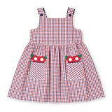 Plaid Seersucker Dress With Flowers