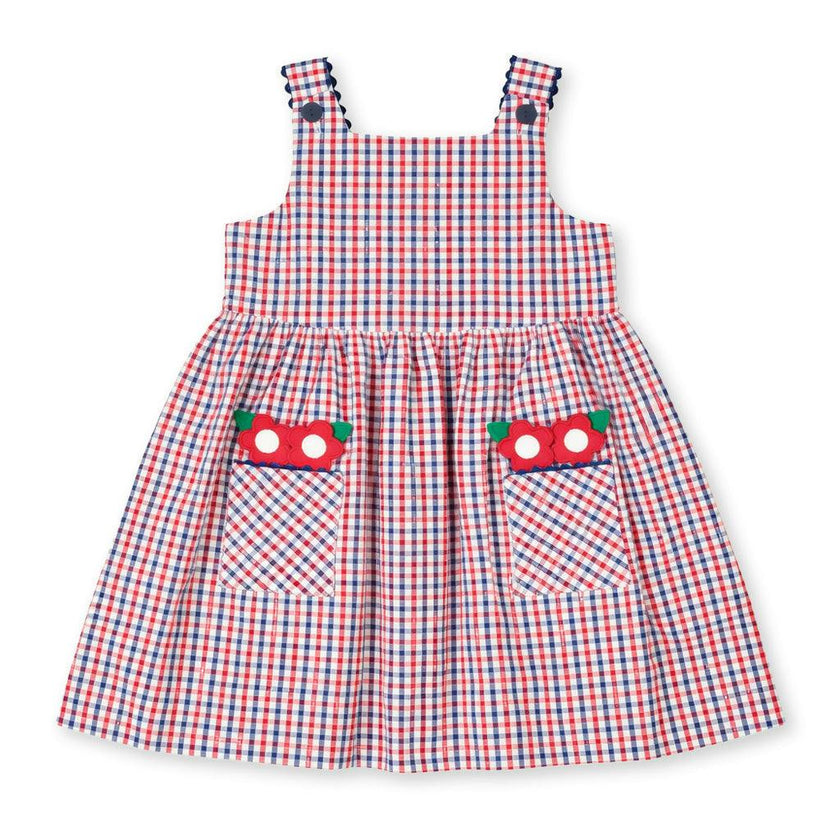 Plaid Seersucker Dress With Flowers