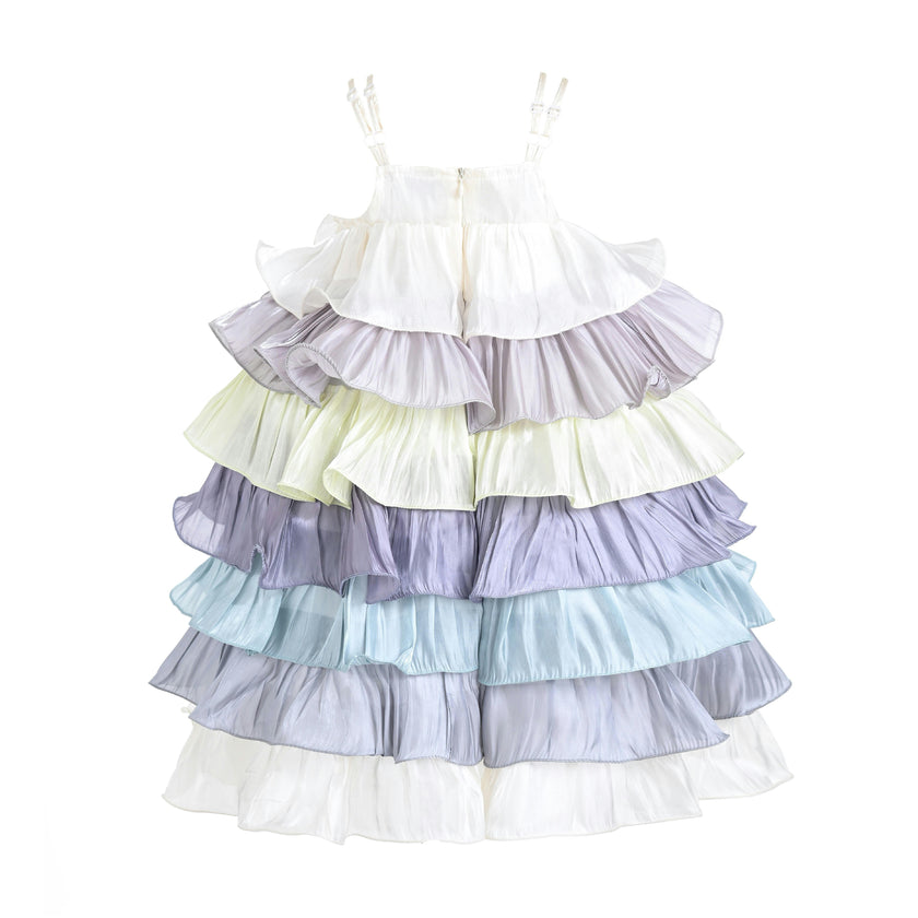 White Talia Gradient Ruffle Dress
