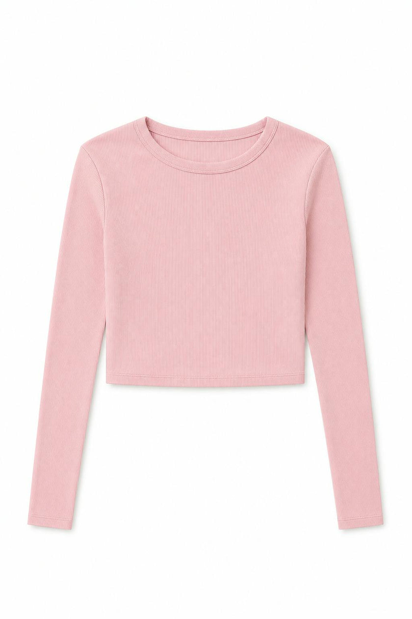 Sloane Ballet Pink Ribbed Heart Long Sleeve