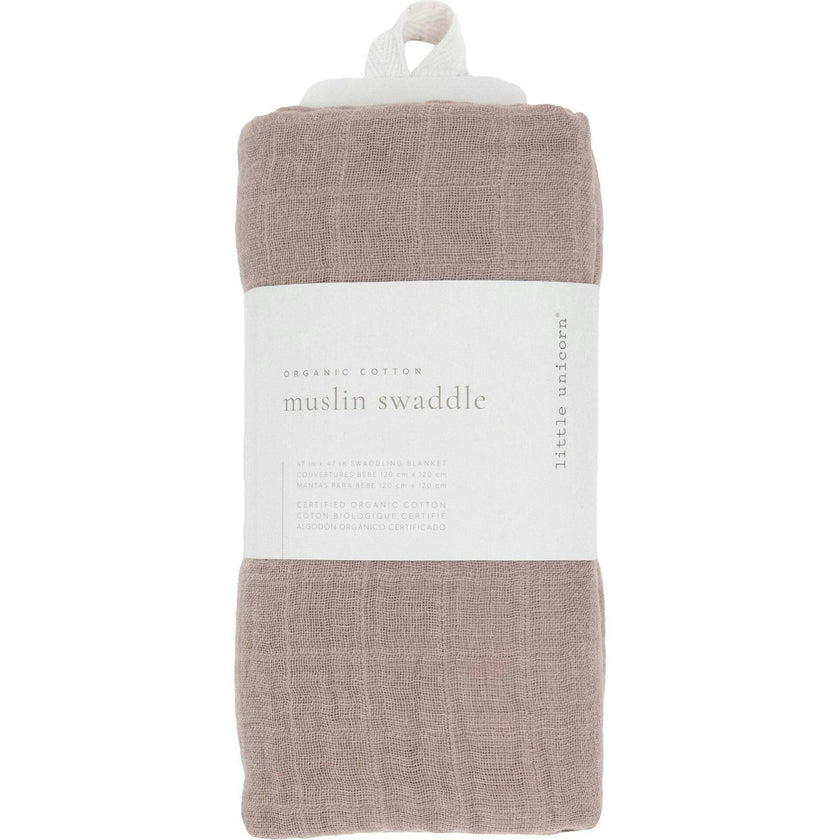 Organic Cotton Muslin Swaddle Blanket - Driftwood