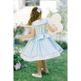 Riviera Blue Floral Short Sleeve Smocked Dress