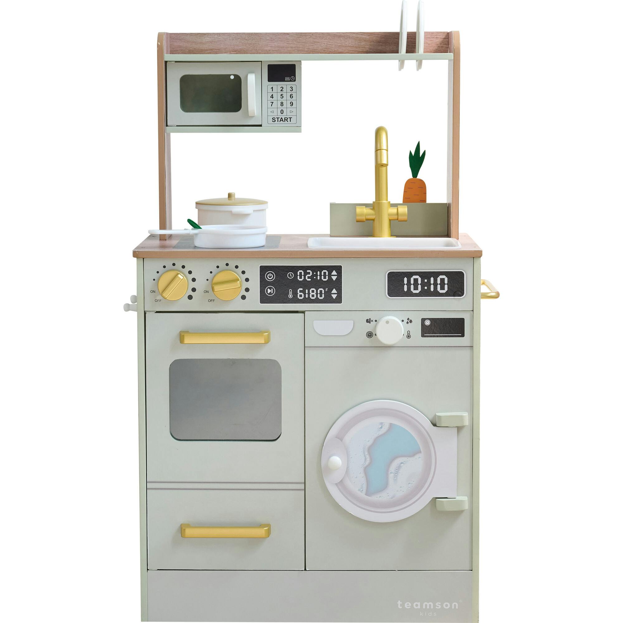 Teamson Kids Little Chef Lake Tahoe Wooden Play Kitchen - Washer & Mini Garden