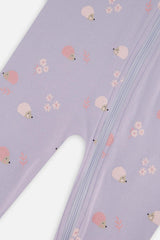 Baby Organic Cotton One Piece Pajama Purple Hedgehog Print