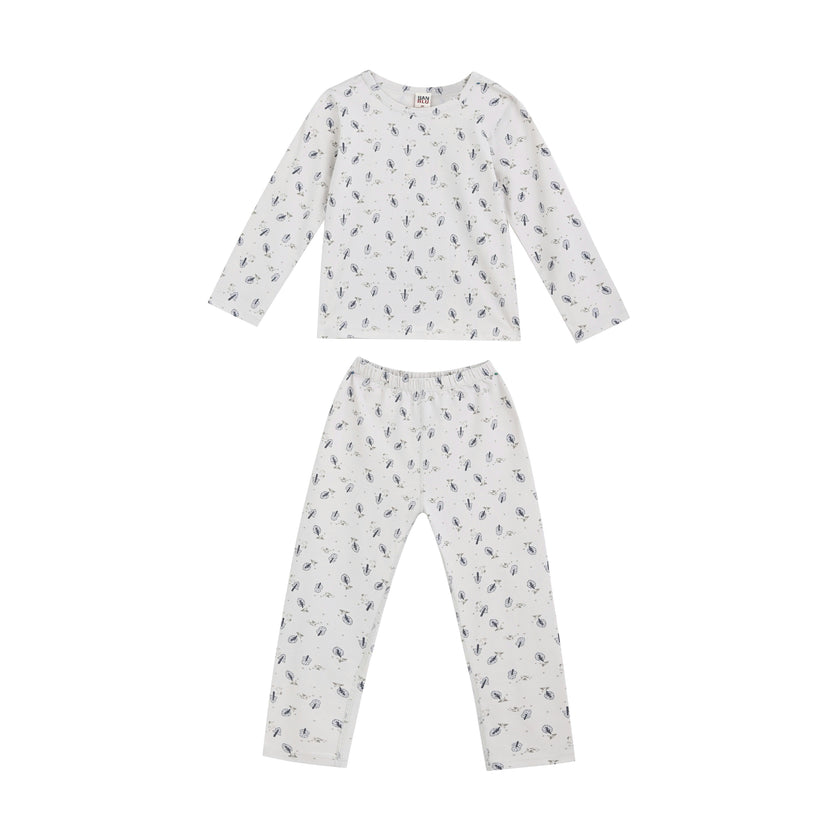 White Feather Cotton Pajama Set