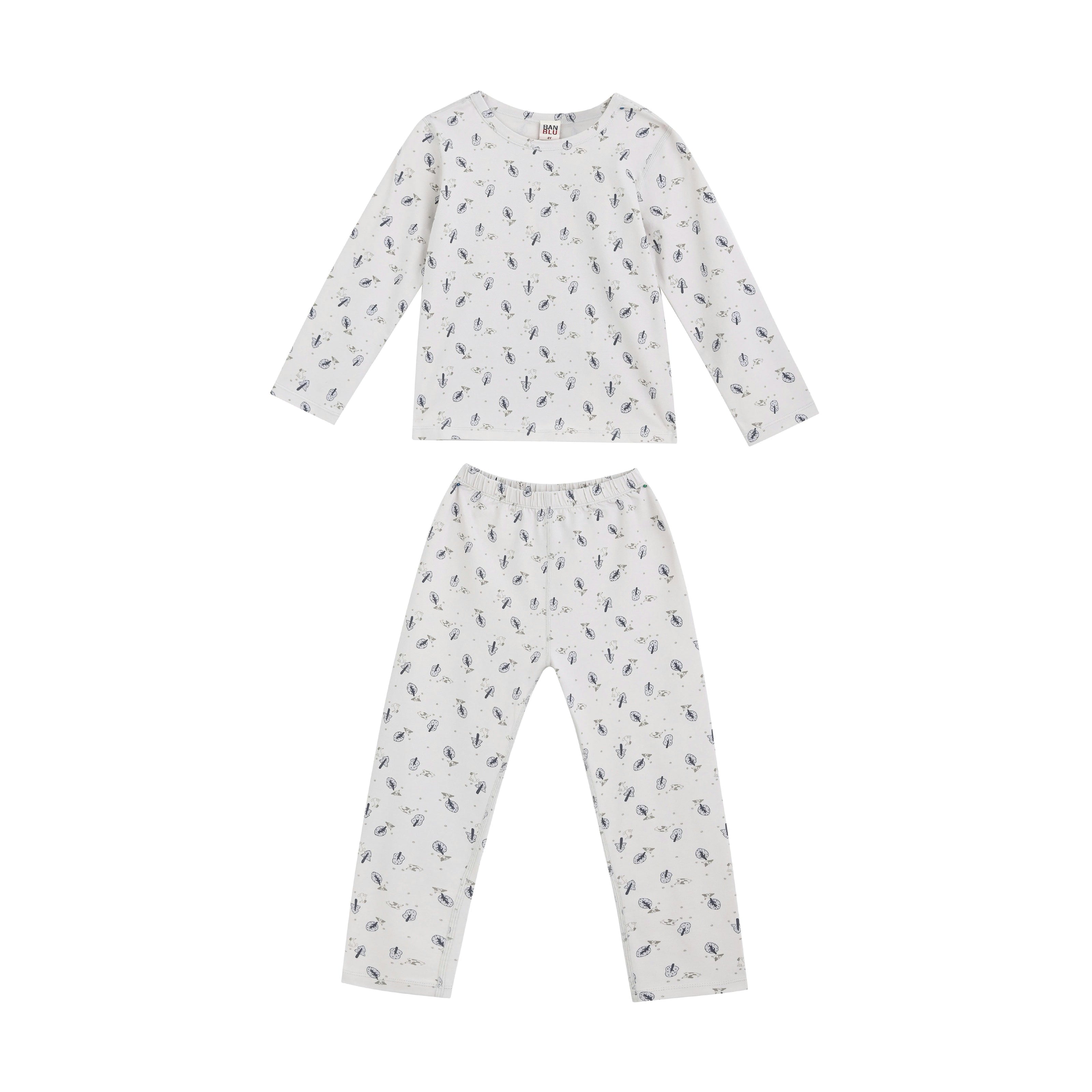 White Feather Cotton Pajama Set
