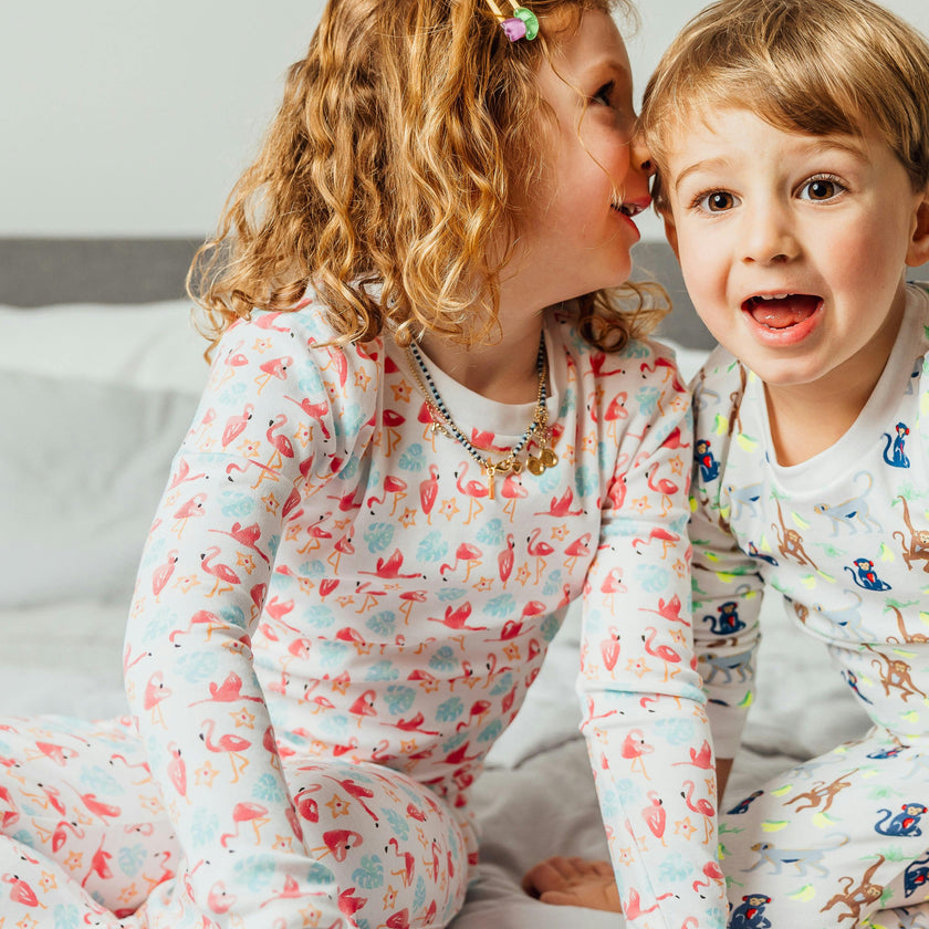 The Organic Long Sleeve Pajama Set [Flamingos]