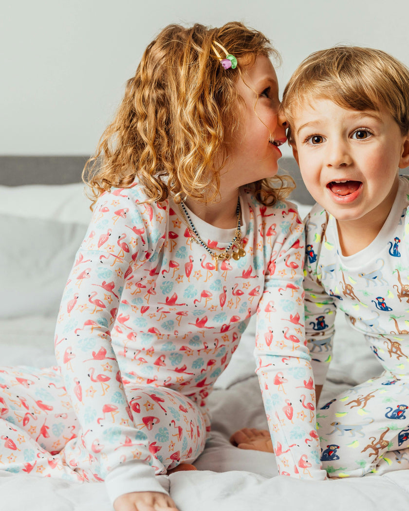 The Organic Long Sleeve Pajama Set [Flamingos]