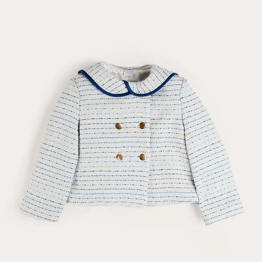Brighton Boucle Tweed Gold Button Jacket in Blue (4-12yrs)