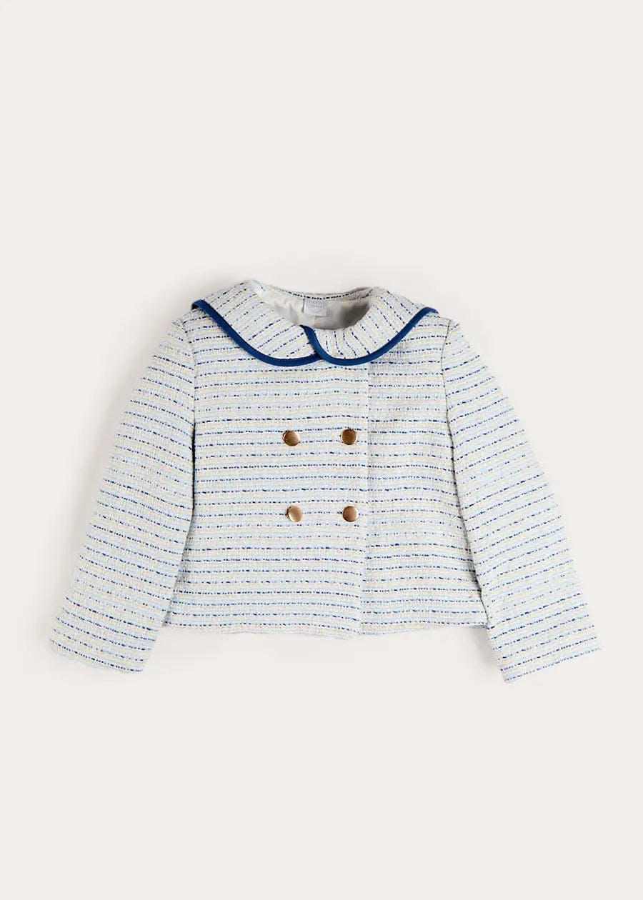 Brighton Boucle Tweed Gold Button Jacket in Blue (4-12yrs)