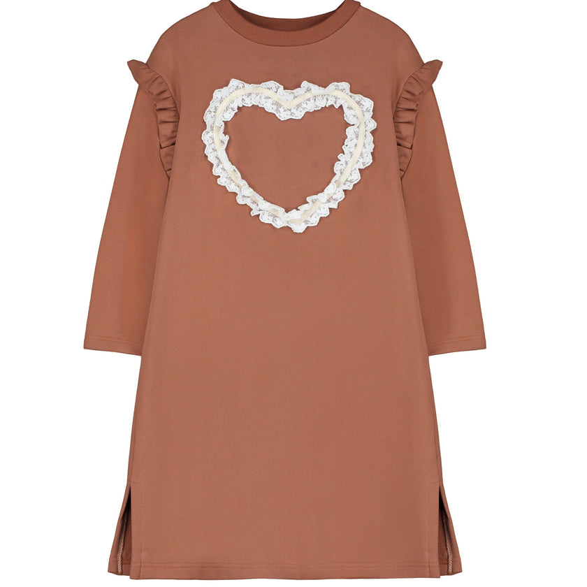 Lace Heart Dress Dark Brown