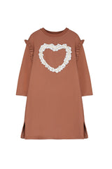 Lace Heart Dress Dark Brown