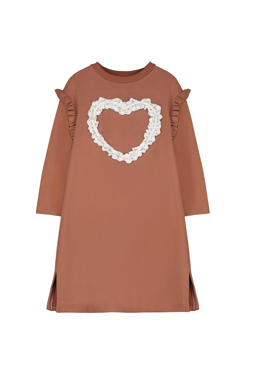 Lace Heart Dress Dark Brown
