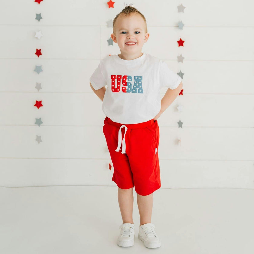 USA Puff Ink Short Sleeve T-Shirt - White