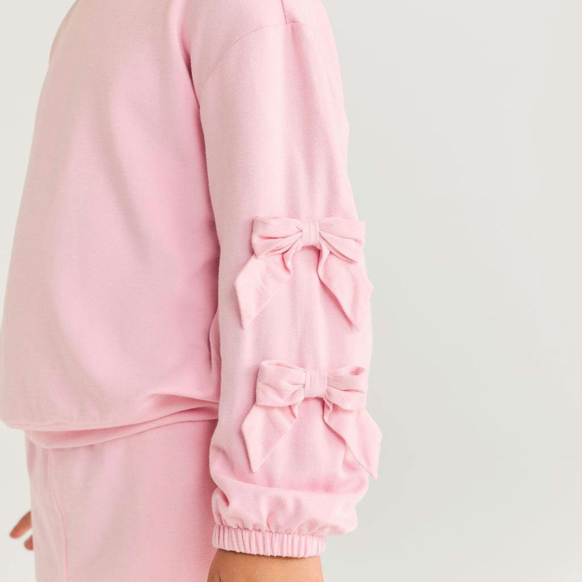 Harriet Blush French Terry Bow Sweatshirt Jogger Set