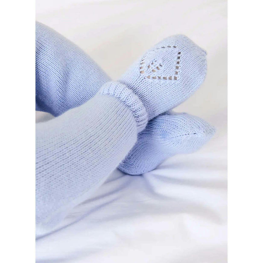 Diamond Openwork Three Piece Knitted Set in Light Blue (1-9mths)