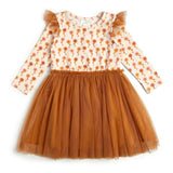 Cinnamon Floral Long Sleeve Tutu Dress