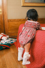 Baby Sunday Best Romper in Garnet Ribboned Garden