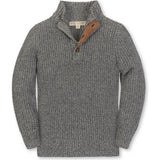 Organic Mock Neck Cardigan Stitch Sweater, Grey