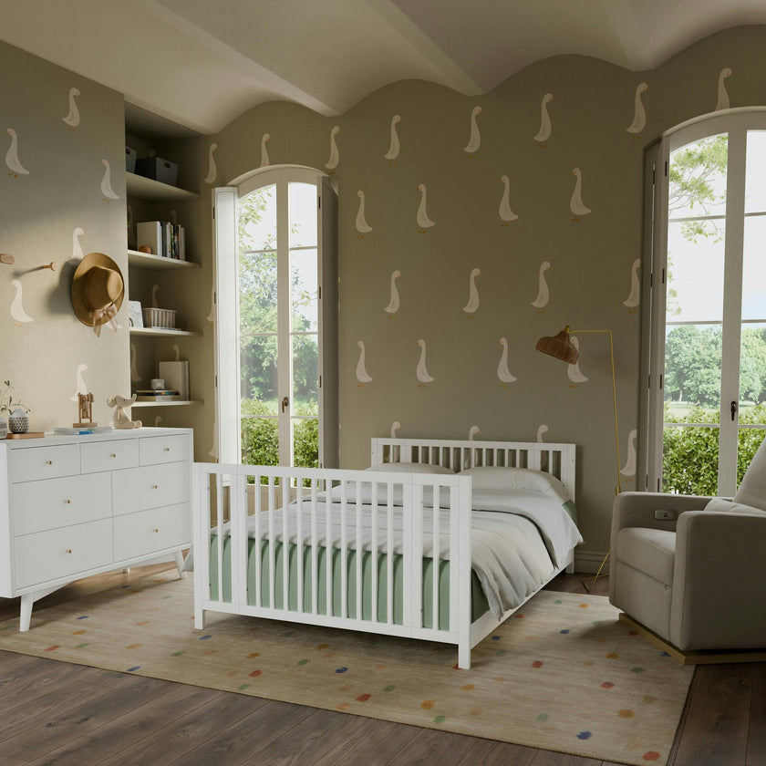 Rolli 9-in-1 Convertible All-Stages® Crib with Bassinet & Toddler Bed Conversion Kits in White