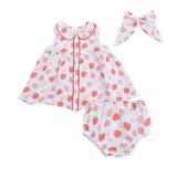 Strawberry Bliss - Jill Dress with Bloomer & Large Bow