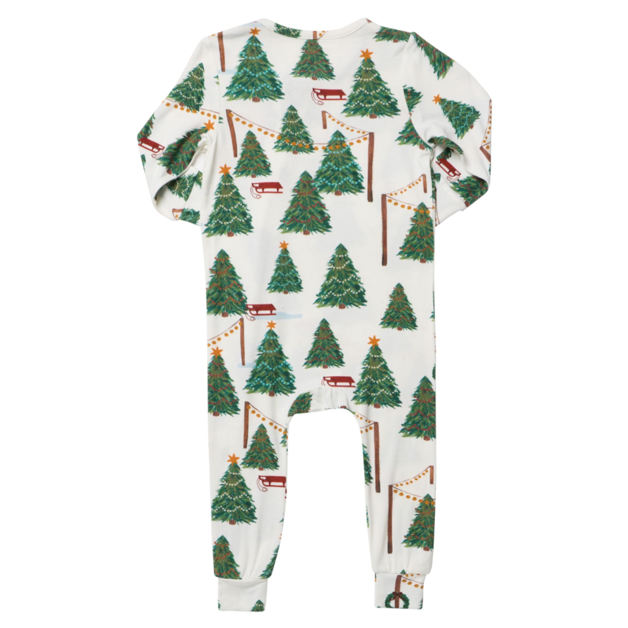 Baby Bamboo Romper - Christmas Tree Farm