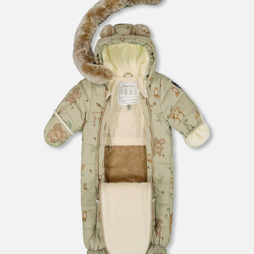 One-Piece Baby Layette Snowsuit Designed for Car Seat