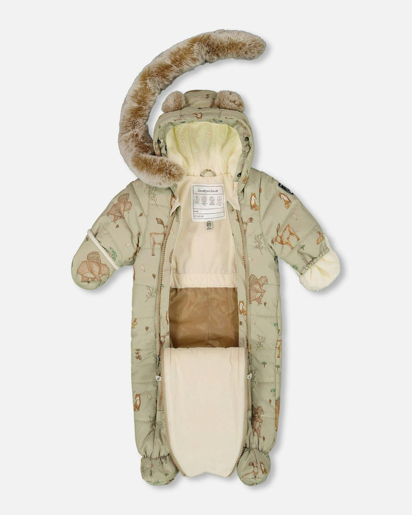 One-Piece Baby Layette Snowsuit Designed for Car Seat