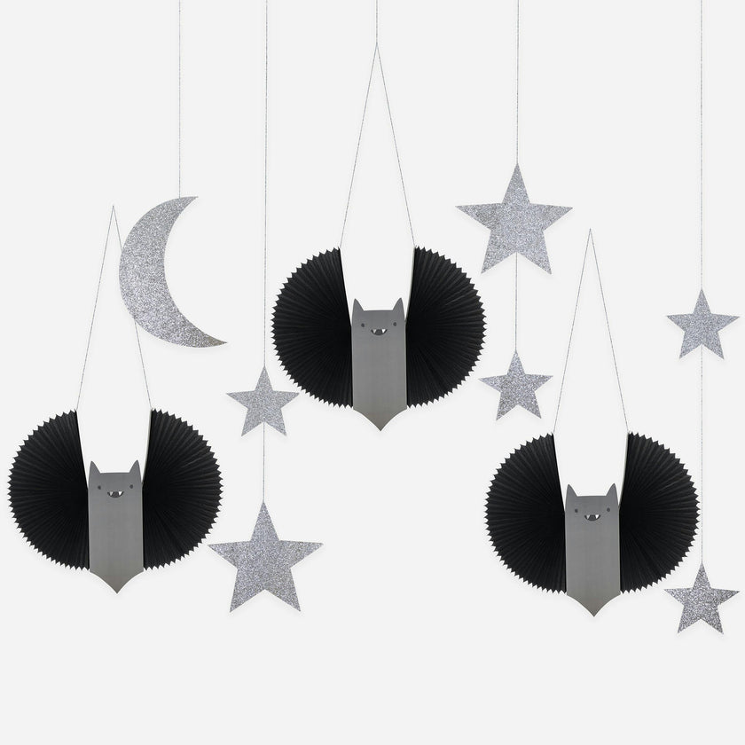 Large Bat, Stars & Moon Hanging Decorations