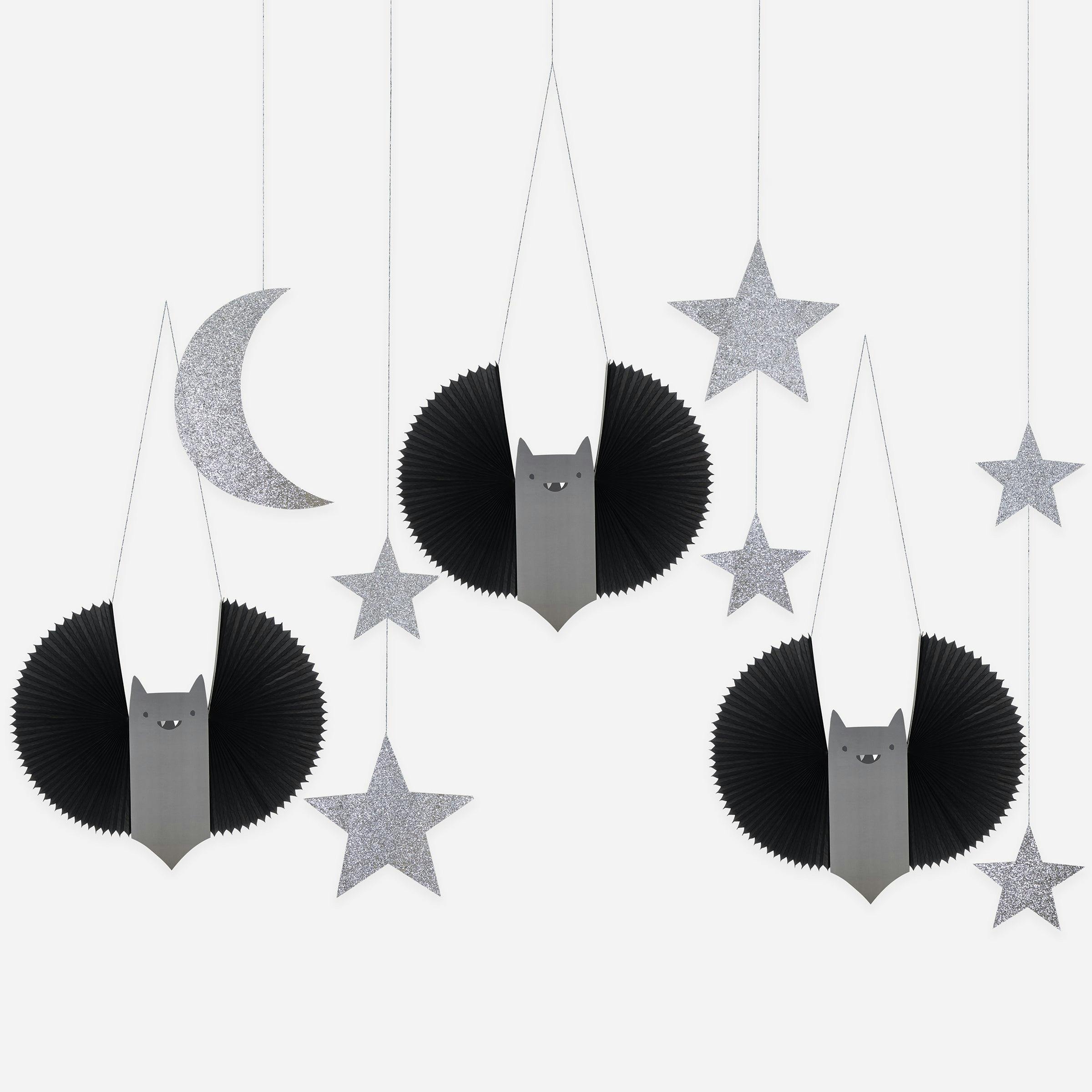 Large Bat, Stars & Moon Hanging Decorations