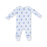 Blue Argyle - 2 Way Zipper Footie