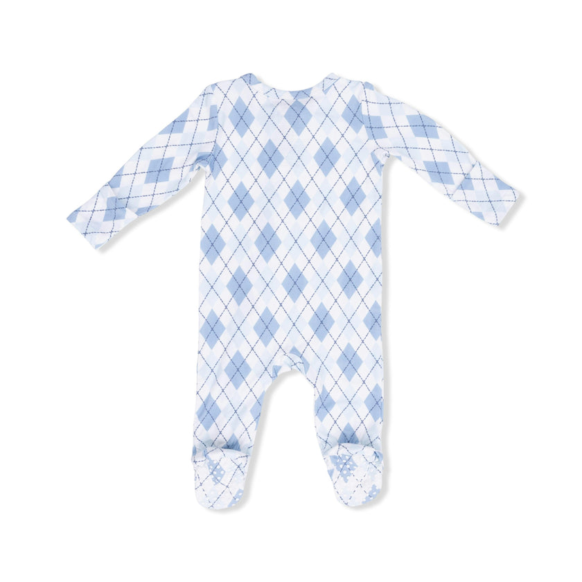 Blue Argyle - 2 Way Zipper Footie