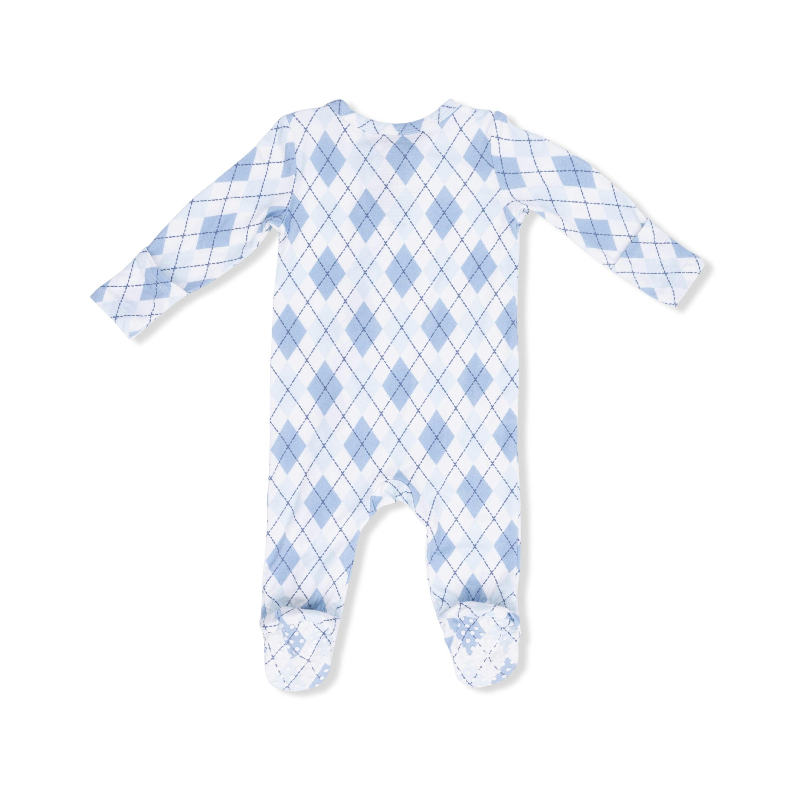 Blue Argyle - 2 Way Zipper Footie