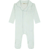 Striped Button Down Footie, Boys