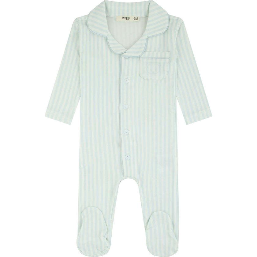 Striped Button Down Footie, Boys