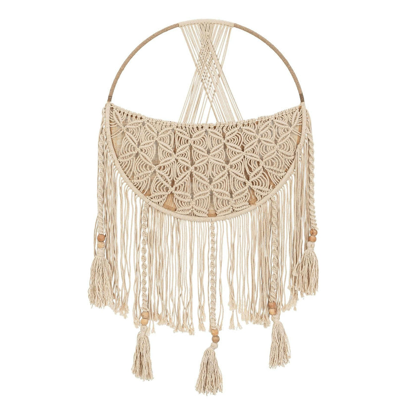 Charlie Farmhouse Macrame Storage Basket with Tassels