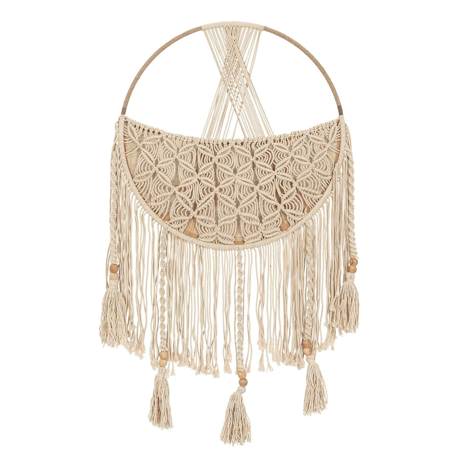 Charlie Farmhouse Macrame Storage Basket with Tassels