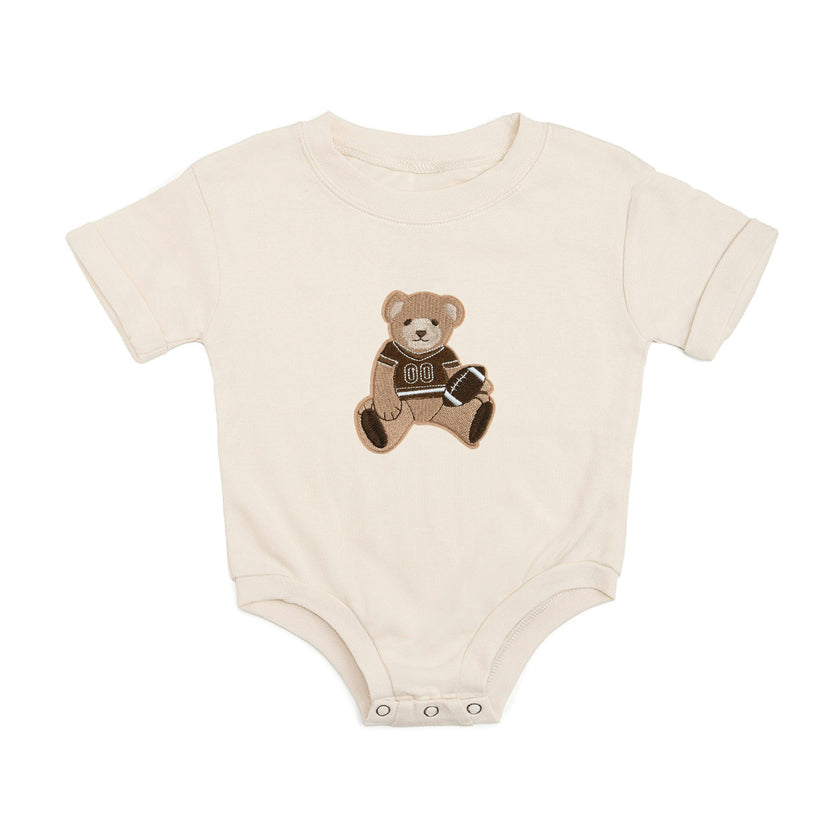 Teddy Bear Patch Short Sleeve Romper