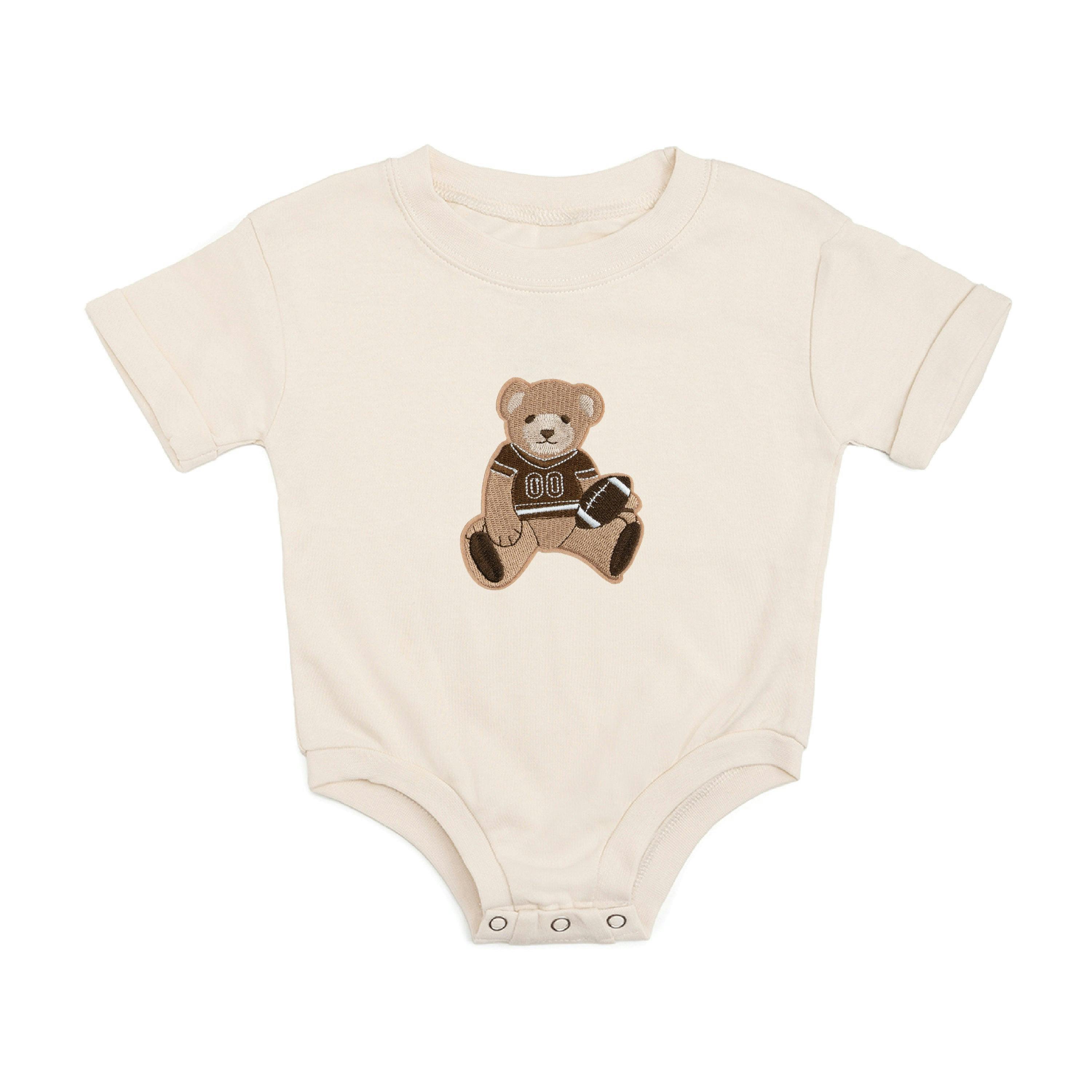 Teddy Bear Patch Short Sleeve Romper