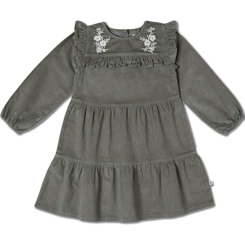 Organic Embroidered Corduroy Dress