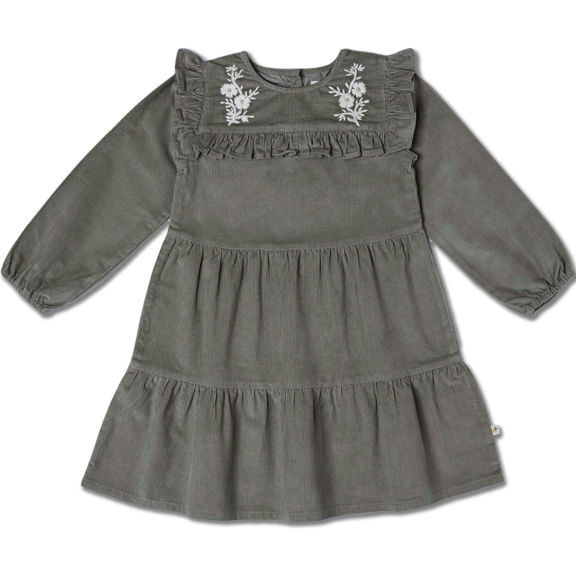 Organic Embroidered Corduroy Dress