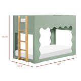 Lido Wave Convertible Low-Profile Bunk Bed in Light Sage/Honey