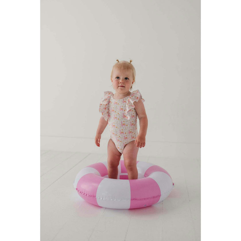 Baby Girl Ruffle Sleeve Cross Back Swimsuit