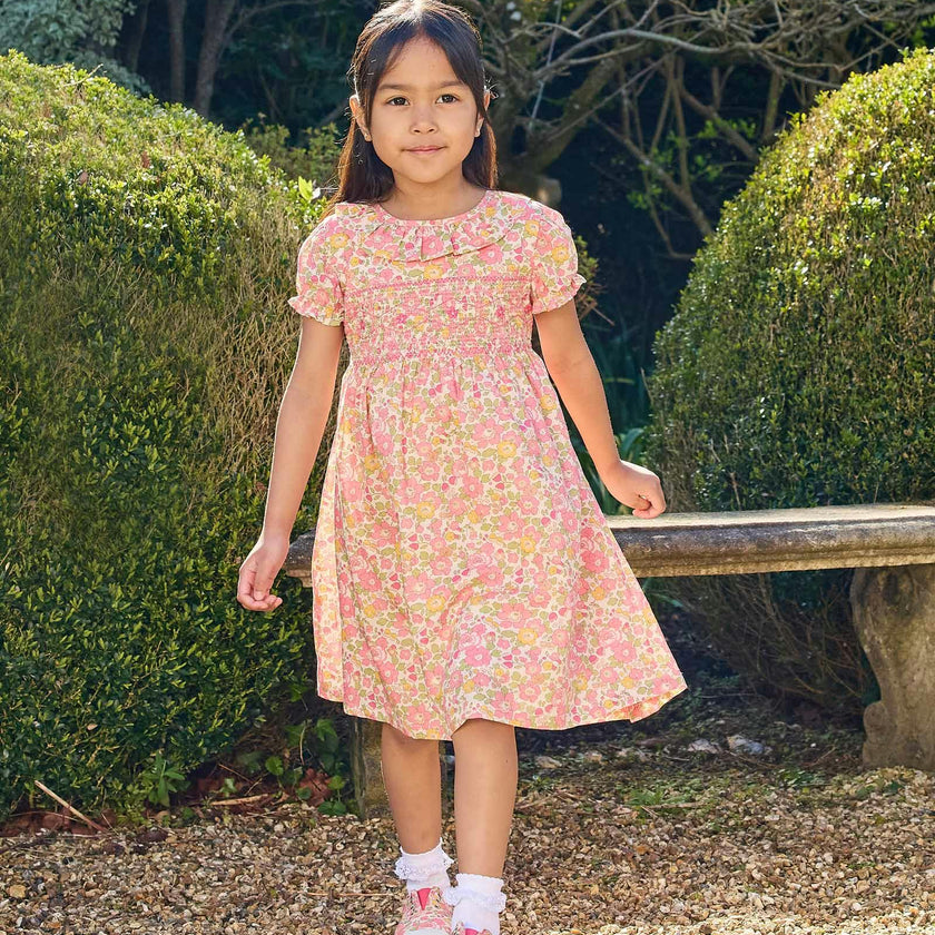 Peach Sparkle Betsy Smocked Dress