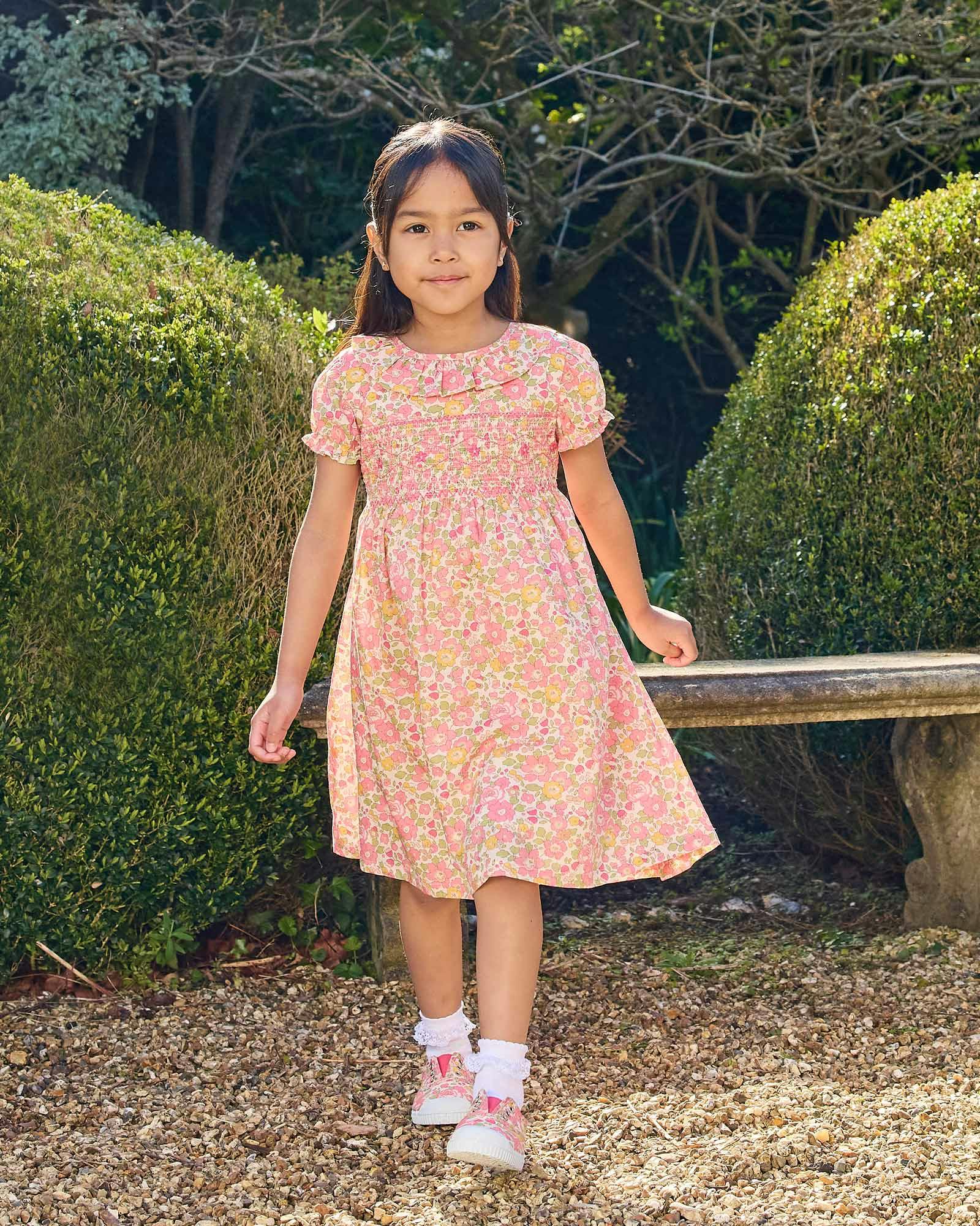 Peach Sparkle Betsy Smocked Dress