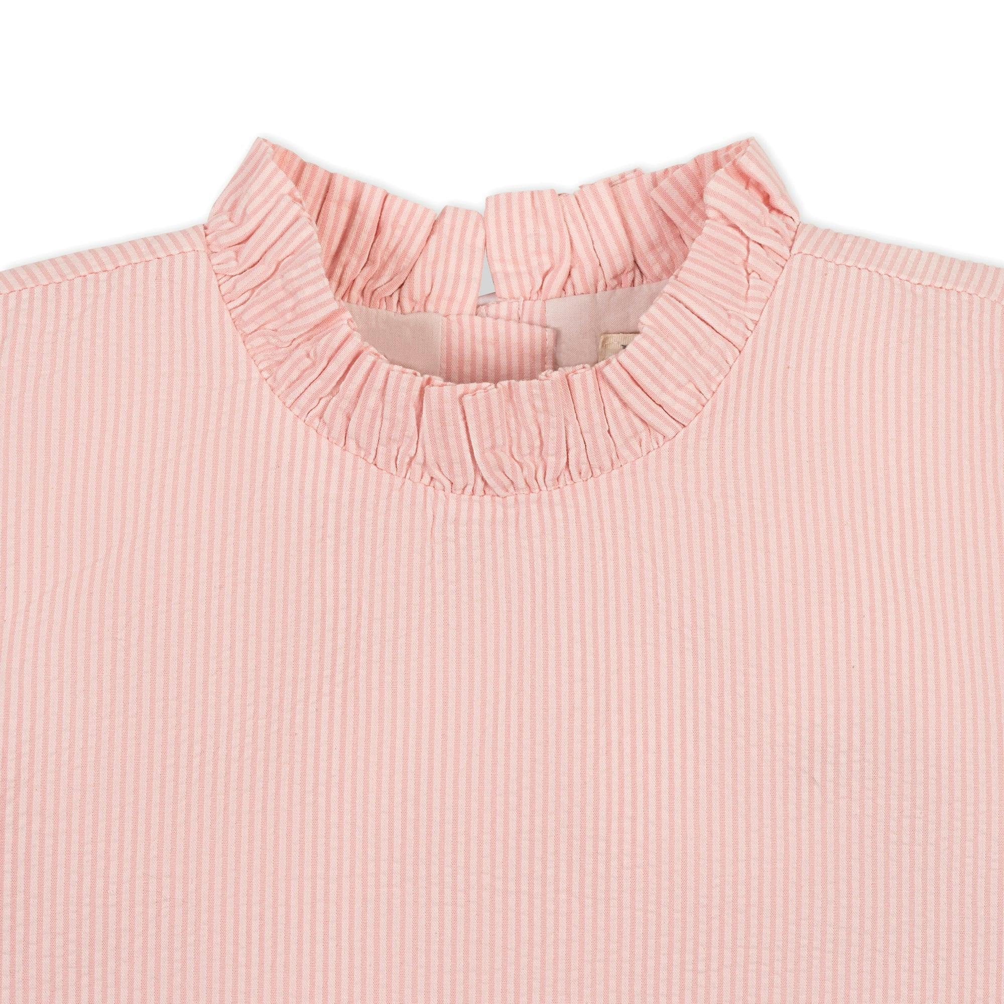 Organic Ruffle Neck Seersucker Top
