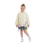 Cream Heart Charm Puffer Jacket