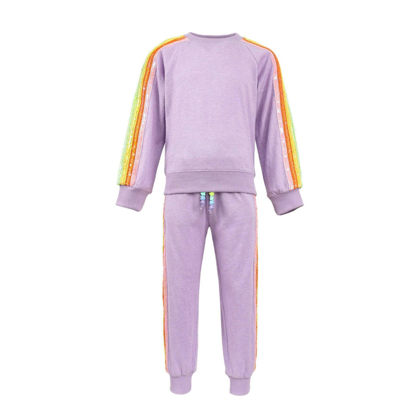 Women's Lavender Rainbow Sequin Set