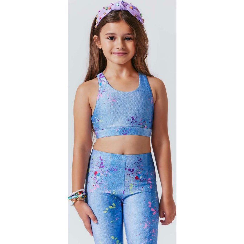 Girls Hi-Shine Scoop Neck Racer Back Sports Bra